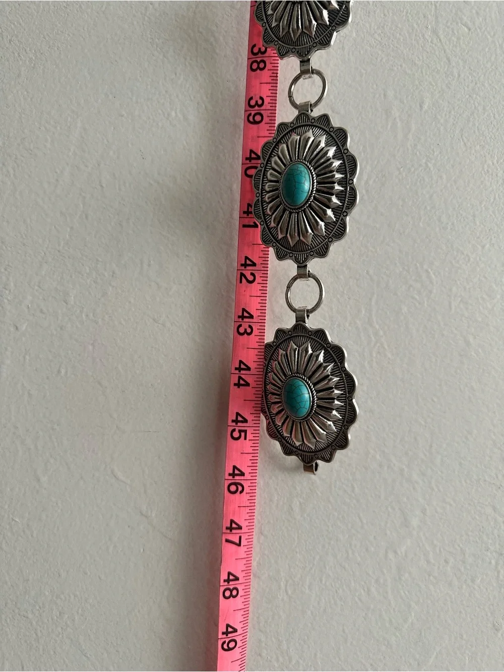 Turquoise Stone Silver-Tone Western Concho Belt Accent
